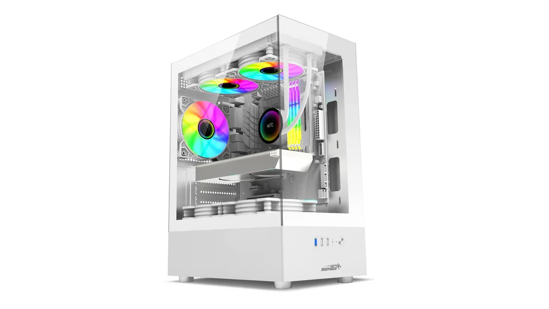 GABINETE OUTLET SENTEY H10 MODELO 6100-ARGB-SF-WHITE (SIN CAJA)