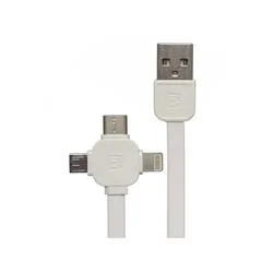 CABLE USB REMAX RC-066TH 3 EN 1 USB WHITE BLANCO - MICRO USB USB C Y LIGHTNING