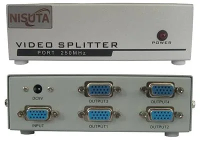 SPLITTER VGA NISUTA NS-VSVG4 4 PUERTOS 250MHZ AMPLIFICA 65MTS