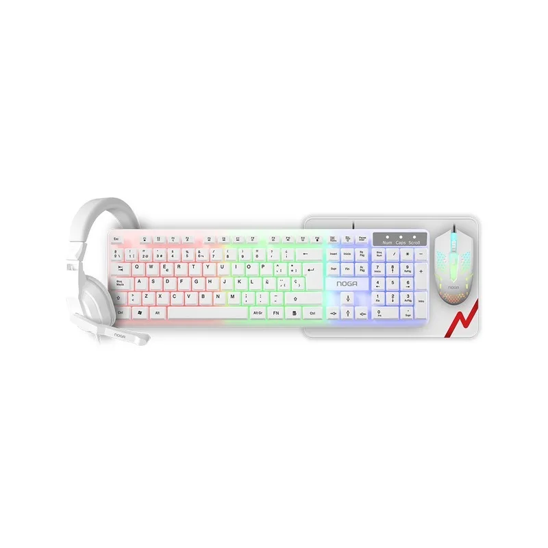 COMBO GAMER NOGA NKB-413 BLANCO (AURICULAR + TECLADO+MOUSE+MOUSE PAD) RETROILUMINADO