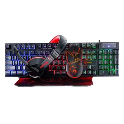 KIT MOUSE+TECLADO+AURICULARES+PAD MARVO CM409