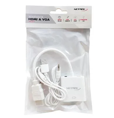 CONVERSOR NETMAK (NM-C81A) HDMI A VGA + 3.5MM AUDIO
