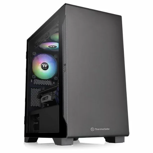 GABINETE OUTLET THERMALTAKE S100 MID-TOWER TG FAN X1 BLACK | MOTHER TIPO MINI ITX / MICRO ATX (SIN