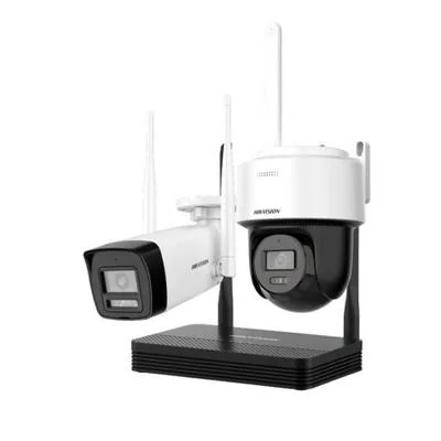 KIT NVR EASYLINK HIKVISION 1 CAMARA BULLET WIFI + UN DOMO PTZ WIFI + NVR 4 CH CON FUENTE Y PATCH COR