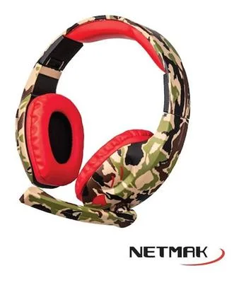 AURICULAR NETMAK TIPO VINCHA CAMUFLADO NM-COUNTER-R C/MIC PS4 RED
