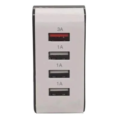 CARGADOR USB A 220V 5V 3A KOLKE CON 4 PUERTOS USB WHITE 4USB5V3A
