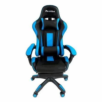 SILLA GAMER PHANTOM EMPOLI HESX0052 135KG NEGRA/CYAN CON REPOSAPIE