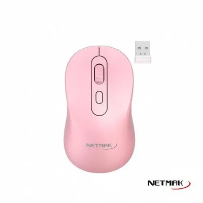 MOUSE NETMAK DUAL INALAMBRICO 2.4GHZ - BLUETOOTH 5.2 NM-M640-P RECARGADO ROSA