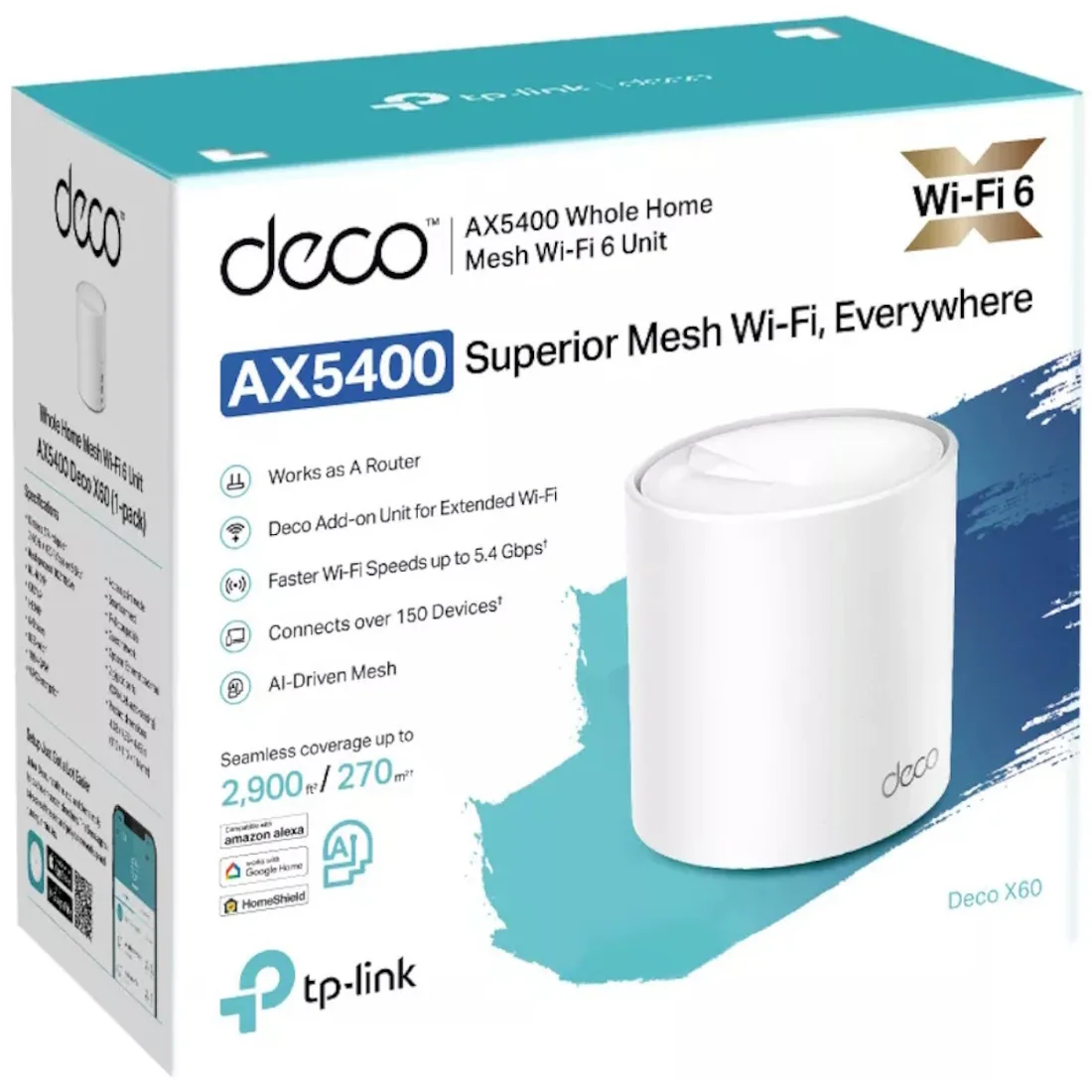 ROUTER MESH TP-LINK DECO X60 PACK 1 AX5400 AP