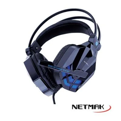 AURICULAR NETMAK GAMER TIPO VINCHA RETROILUMINADO NM-SPIDER PS4/PC FICHA 3.5MM Y USB