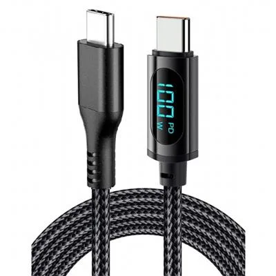 CABLE MALLADO 100W TIPO C A TIPO C  INT,CO CON DISPLAY CP01-20-017