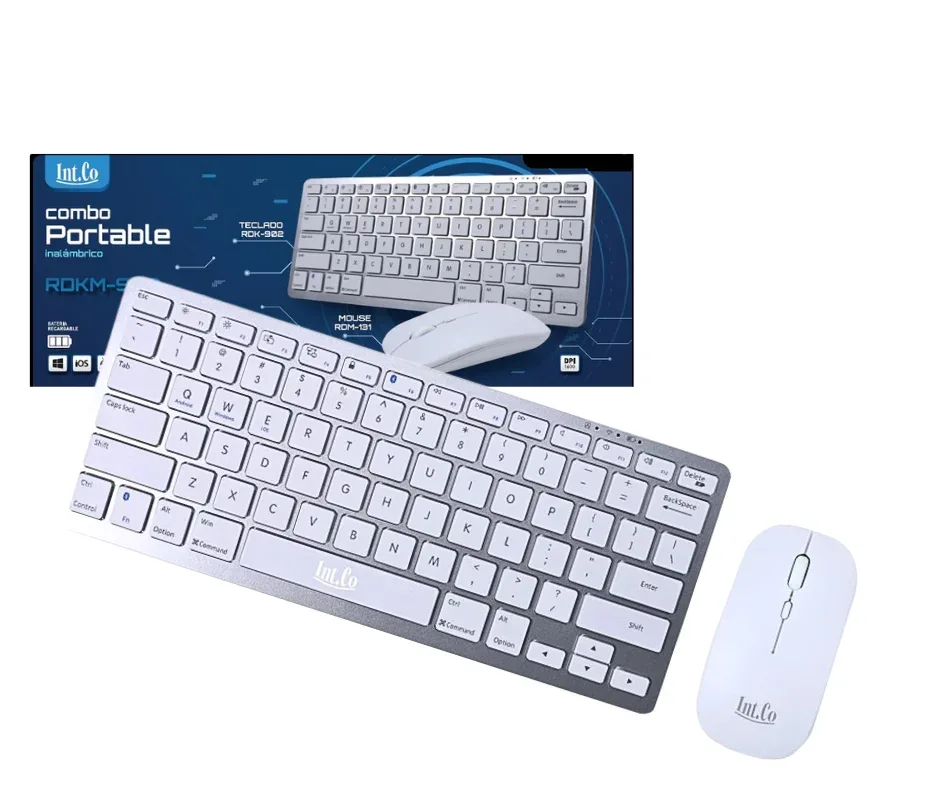 TECLADO+MOUSE INTCO BLUETOOTH RDKM-908 BLANCO/GRIS