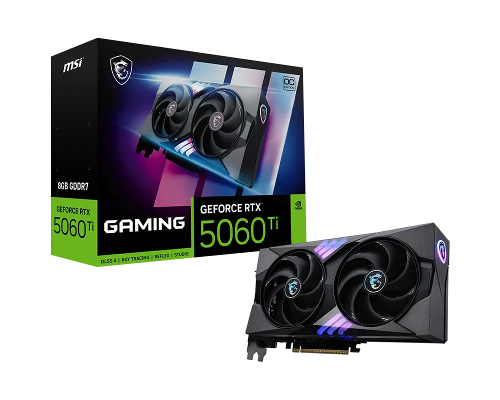 PLACA VIDEO MSI GEFORCE RTX 5060TI GAMING 8GB GDDR7 OC EDITION 912-V536-026 TWIN FROZR 10