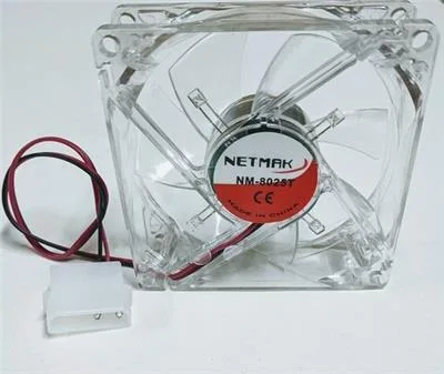 COOLER FAN 80X25MM NETMAK 4 PIN CON LUZ NM-8025-T