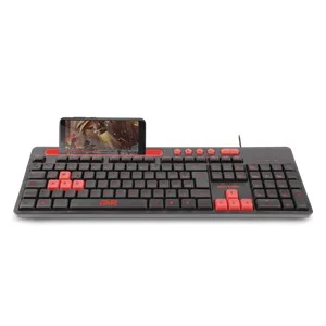 TECLADO USB  MULTILASER TCGK120 CON SOPORTE CELULAR NEGRO Y ROJO