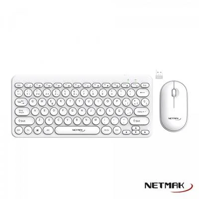 KIT TECLADO Y MOUSE NETMAK NM-KB850-W INALAMBRICO 2.4GHZ BLANCO