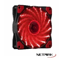 COOLER FAN NETMAK NM-12025R 120X120X25 CON 15 LEDS ROJO