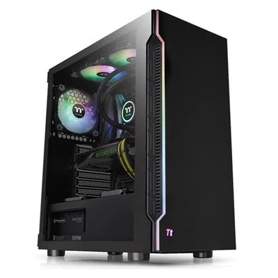 GABINETE THERMALTAKE H200 TG BLACK TEMPERED GLASS RGB- FAN 120mm BLACK - FRONT PANEL RGB LED - VIDRI