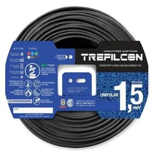 CABLE ELECTRICO TREFILCON 1X1.5MM UNIPOLAR X30MTS NEGRO
