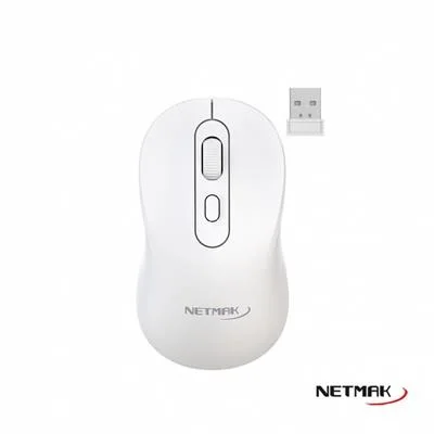 MOUSE NETMAK DUAL INALAMBRICO 2.4GHZ - BLUETOOTH 5.2 NM-M640-W RECARGABLE BLANCO