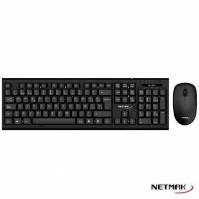 KIT TECLADO Y MOUSE NETMAK NM-KB760 INALAMBRICO 2.4GHZ NEGRO