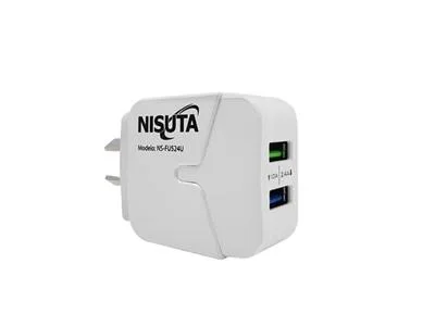 CARGADOR NISUTA NSFU524U CON 2 PUERTO USB DE 2.4A SIN CABLE