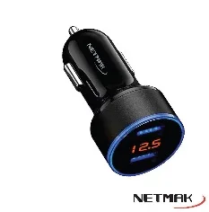 CARGADOR PARA AUTO NETMAK NM-UCC8 QC 3.0 DISPLAY DIGITAL