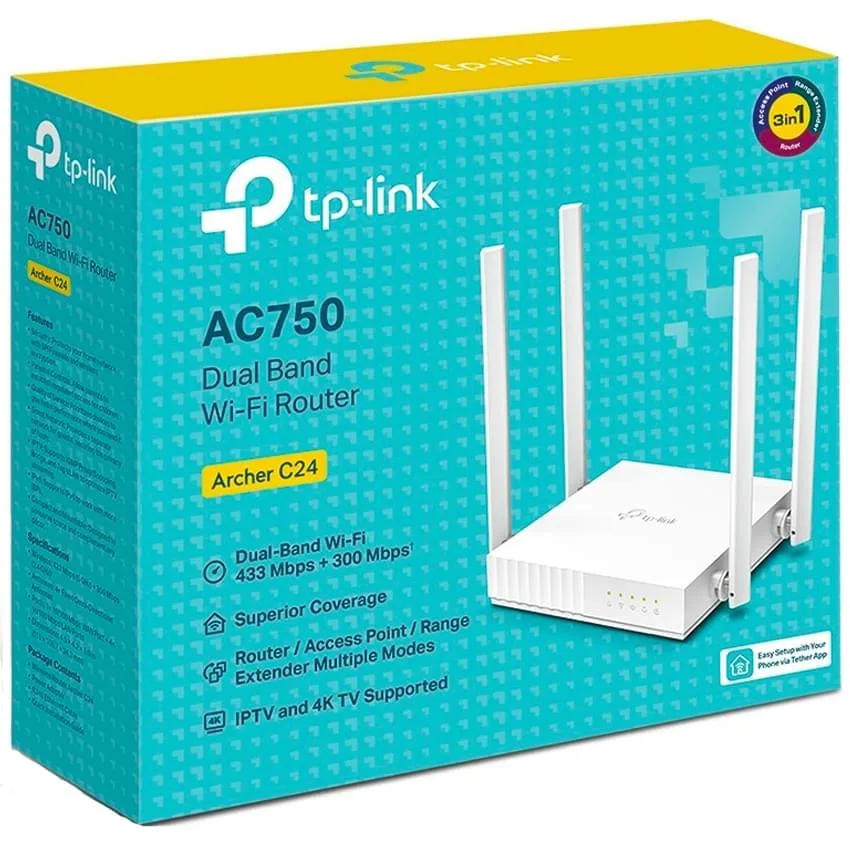 ROUTER TP-LINK ARCHER C24 AC750 DOBLE BANDA