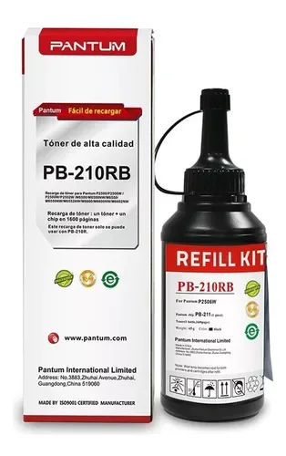 KIT RECARGA ORIGINAL TONER PANTUM PB-210RB