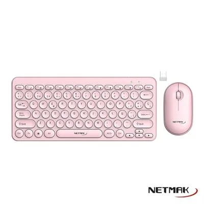 KIT TECLADO Y MOUSE NETMAK NM-KB850-P INALAMBRICO 2.4GHZ ROSA