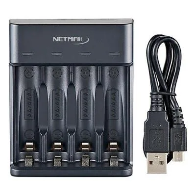 CARGADOR USB NETMACK NM-CH5 AA/AAA DE 4 PILAS
