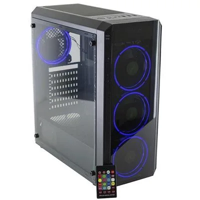 GABINETE AUREOX HYDRA 4x120mm RGB + CONTROL + LATERAL Y FRENTE VIDRIO  TEMPLADO