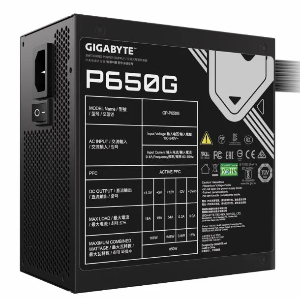 FUENTE GIGABYTE 650W GP-P650G | 80 PLUS GOLD