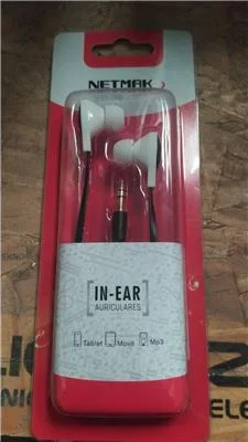 AURICULAR NETMAK IN-EAR NM700 3.5MM PLANO BLACK & WHITE