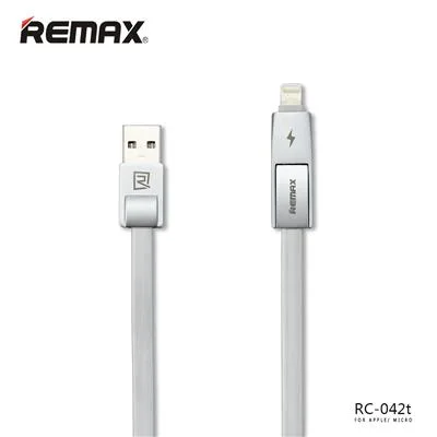 CABLE USB REMAX RC-042T 2 EN 1 SILVER MICRO USB Y LIGHTNING