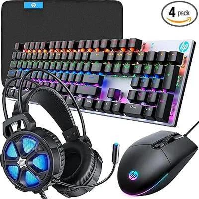 KIT HP  4 IN 1 630083 MOUSE RGB+TECLADO RGB+AURICULARES RGB+PAD