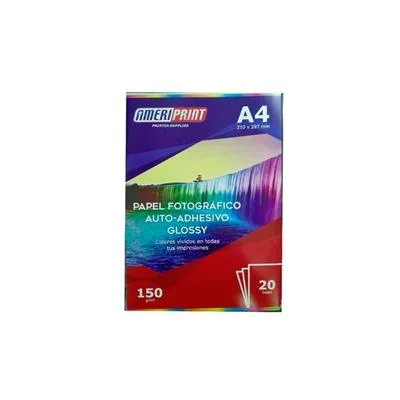 PAPEL AMERIPRINT A6 FOT GLOSSY ADHESIVO 150 GRS  X 20 HOJAS
