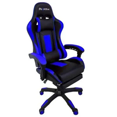 SILLA GAMER PHANTOM EMPOLI HESX0037 135KG NEGRA/AZUL CON REPOSAPIES