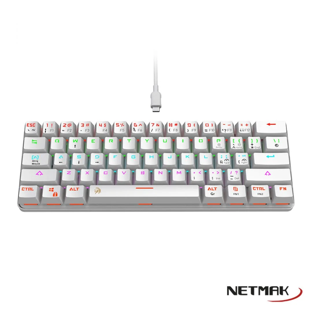 TECLADO MECANICO GAMER NETMAK NM-DOMINATE BLANCO