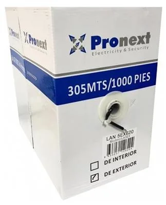 CABLE UTP LAN 5EX620 CAT 5E EXT 305MTS PRONEXT (EXTERIOR) 0.5MM PARA CONEXIONES DE HASTA 120MTS