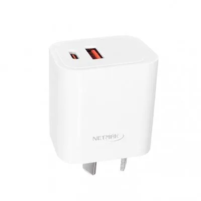 CARGADOR DOBLE QC USB + USB-C PD NETMAK NM-CP7 20W