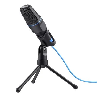 MICROFONO TRUST CON TRIPODE CON CONEXION PLUG 3.5MM CABLE 1.8M Y ADAPTADOR USB DE AUDIO - MICOO TRES
