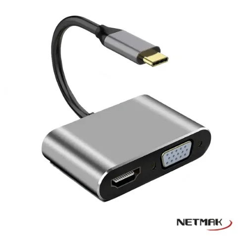 HUB USB TIPO C 4 PUERTOS NM-4EN1 (TIPO C / HDMI / USB3.0 / VGA)